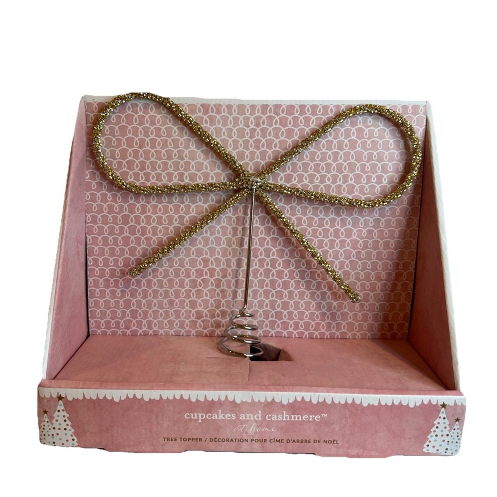 Cupcakes and Cashmere Large Bow Christmas‎ Tree Topper Bling Rhinestone NEW